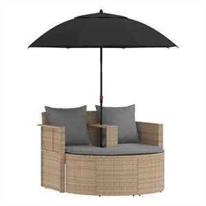 vidaXL Poly Rattan Garden Sofa 8 pcs w/ Cushion in Beige & Light Gray