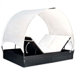 vidaXL Sun Lounger w/ Canopy in Black & Cream White