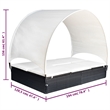 vidaXL Sun Lounger w/ Canopy in Black & Cream White
