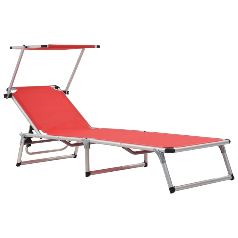 vidaXL Aluminum & Textilene Sun Lounger in Red