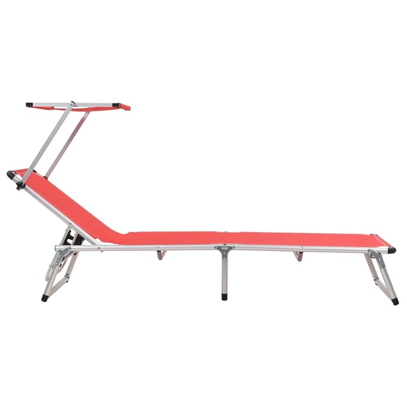 vidaXL Aluminum & Textilene Sun Lounger in Red