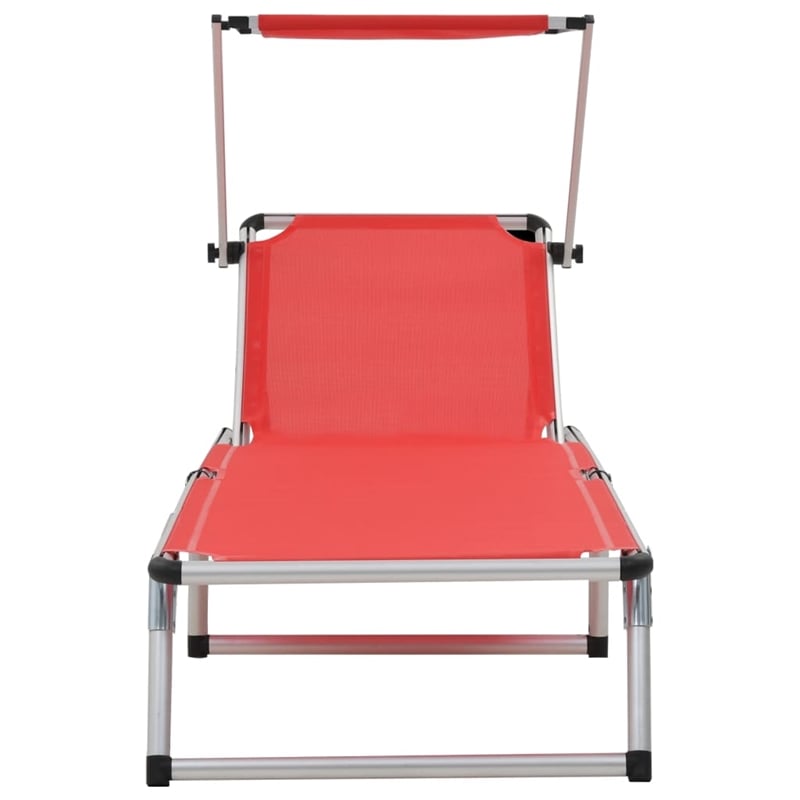 vidaXL Aluminum & Textilene Sun Lounger in Red