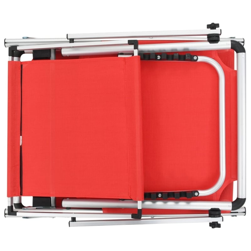 vidaXL Aluminum & Textilene Sun Lounger in Red