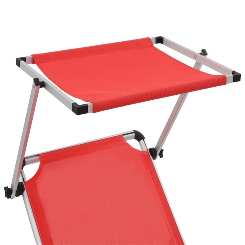 vidaXL Aluminum & Textilene Sun Lounger in Red