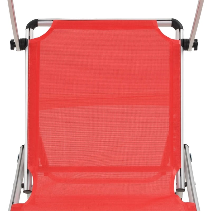 vidaXL Aluminum & Textilene Sun Lounger in Red
