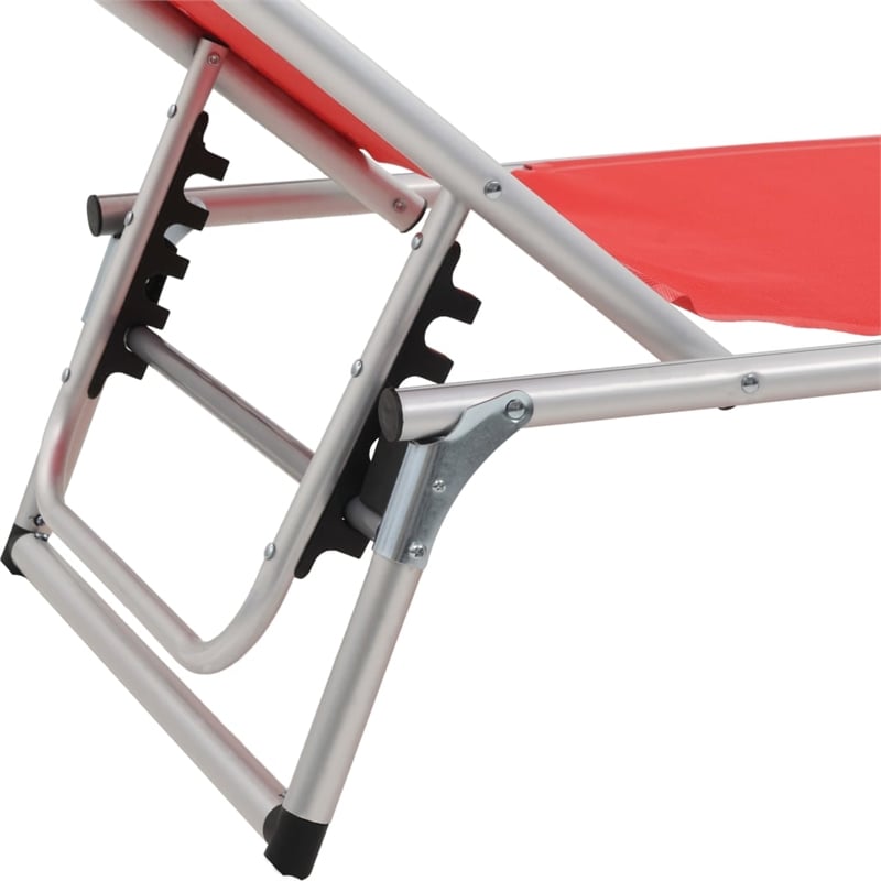 vidaXL Aluminum & Textilene Sun Lounger in Red
