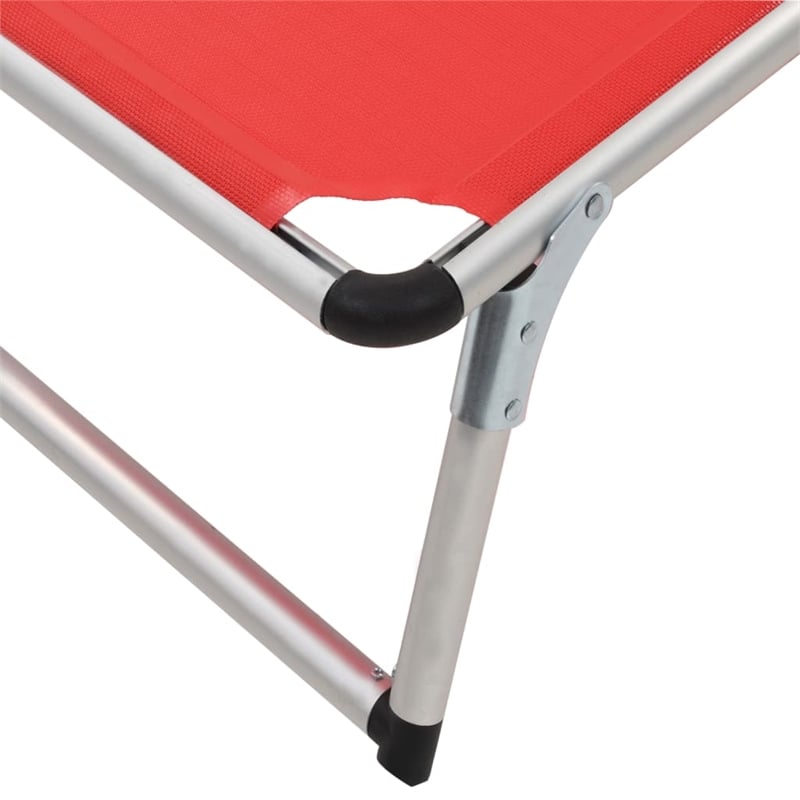 vidaXL Aluminum & Textilene Sun Lounger in Red