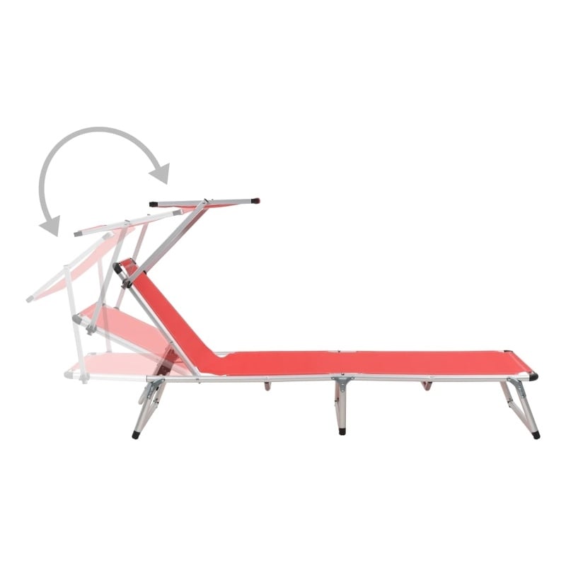 vidaXL Aluminum & Textilene Sun Lounger in Red