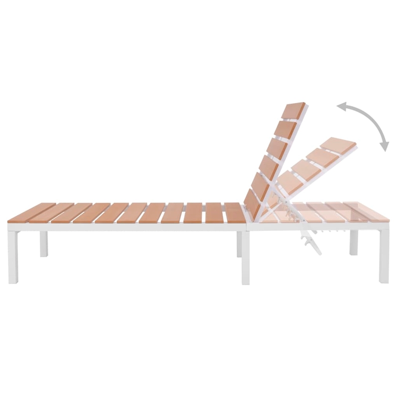 vidaXL Aluminum & WPC Standard Sunlounger in White & Brown