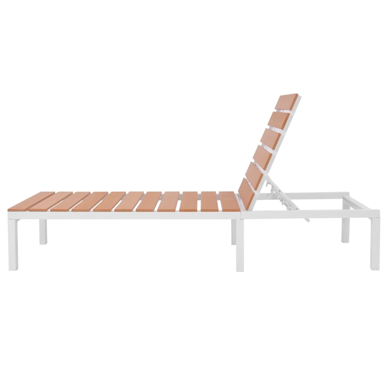 vidaXL Aluminum & WPC Standard Sunlounger in White & Brown