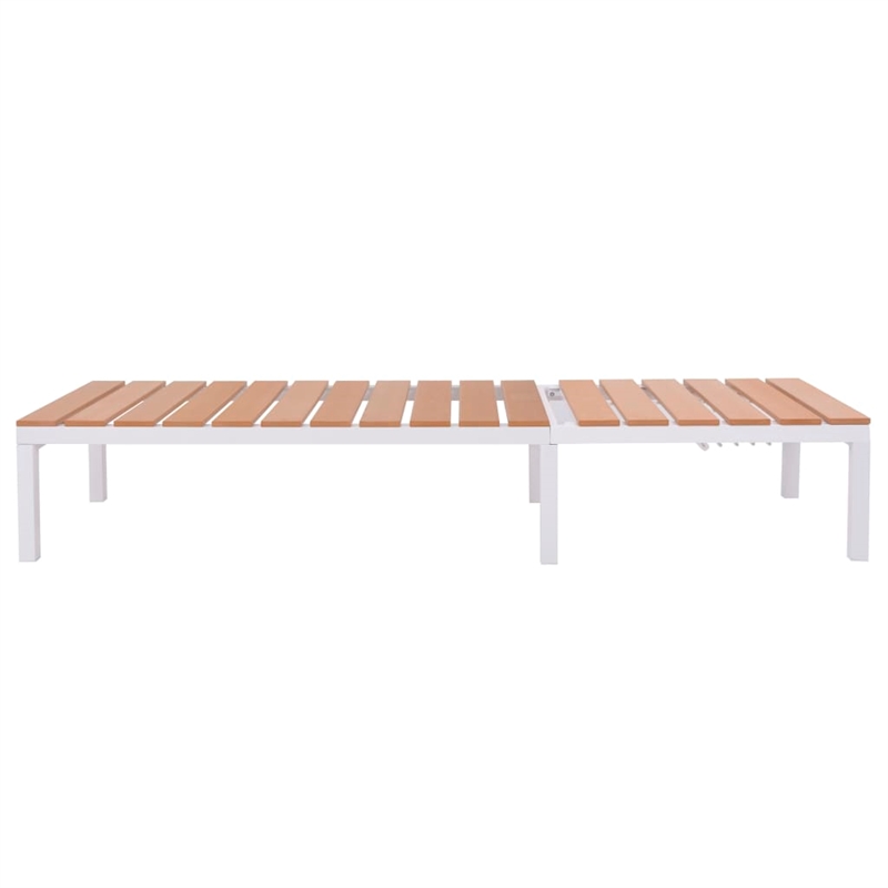 vidaXL Aluminum & WPC Standard Sunlounger in White & Brown