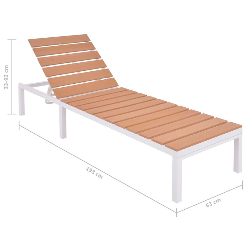 vidaXL Aluminum & WPC Standard Sunlounger in White & Brown