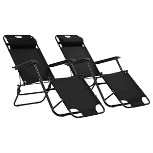 vidaXL Steel Sunlounger Set of 2 in Black