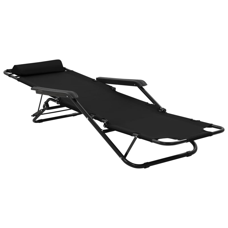 vidaXL Steel Sunlounger Set of 2 in Black