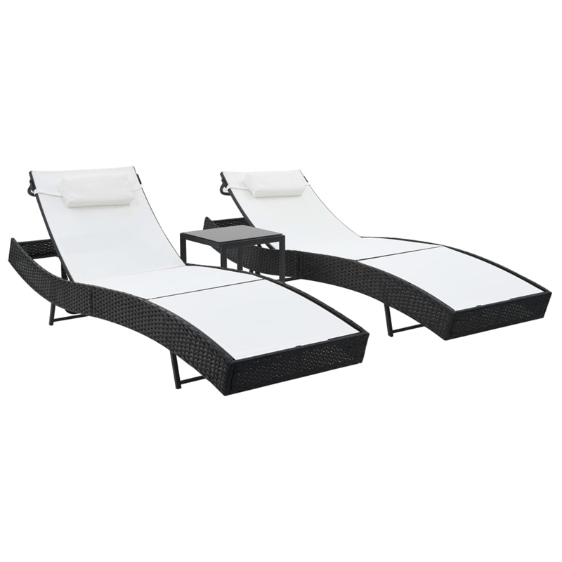vidaXL Sunlounger Set of 2 in Black & White