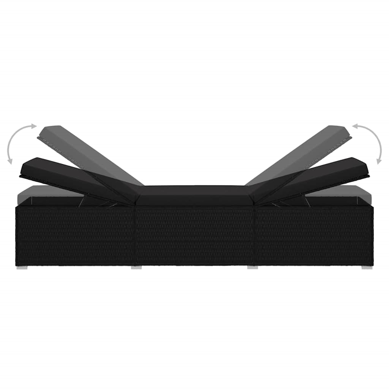 vidaXL Poly Rattan Garden Sun Loungers 3 pcs Reclining in Black