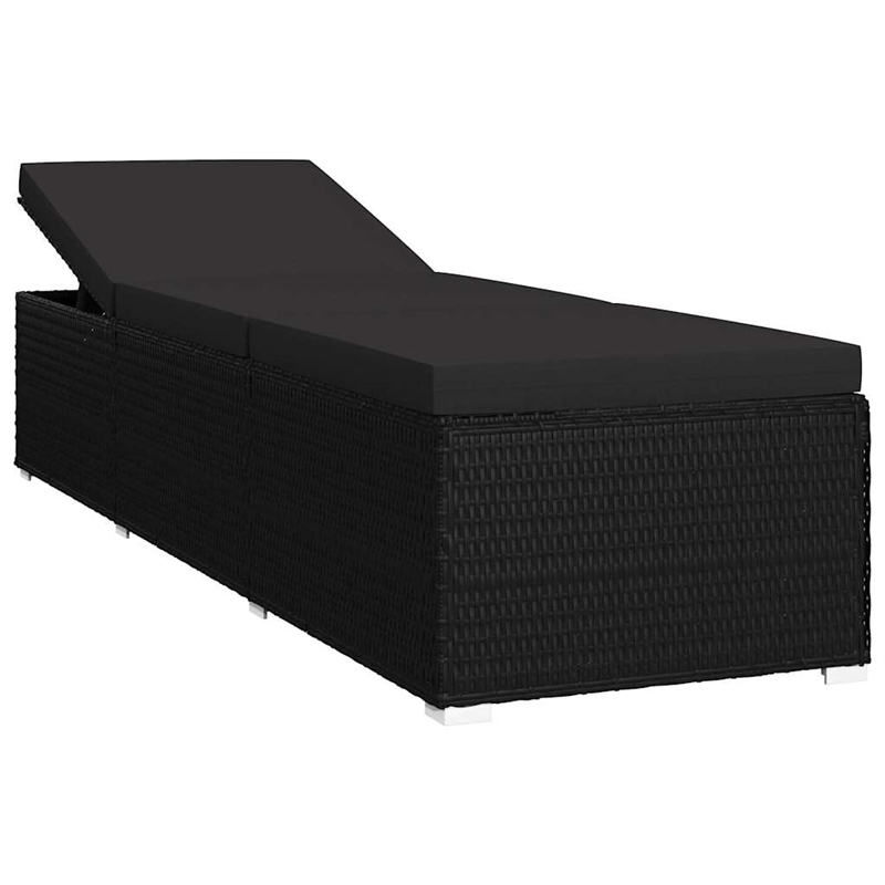 vidaXL Poly Rattan Garden Sun Loungers 3 pcs Reclining in Black