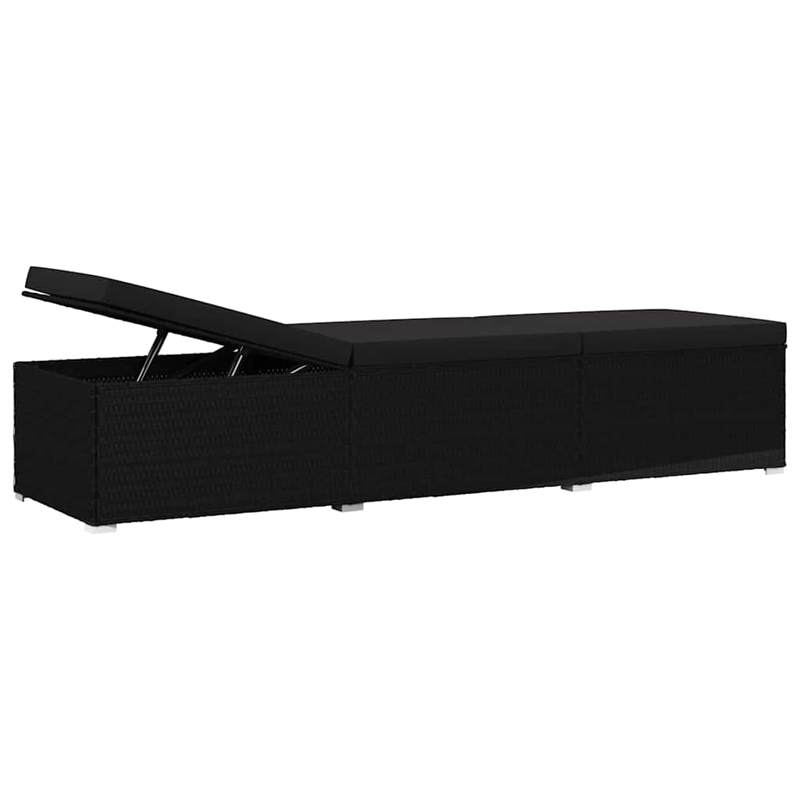 vidaXL Poly Rattan Garden Sun Loungers 3 pcs Reclining in Black