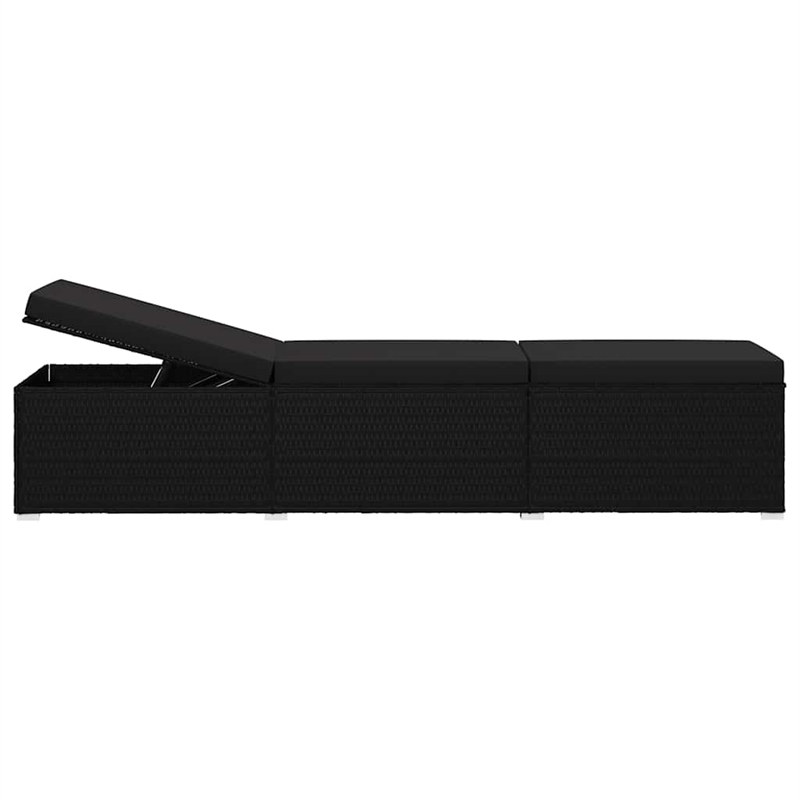 vidaXL Poly Rattan Garden Sun Loungers 3 pcs Reclining in Black