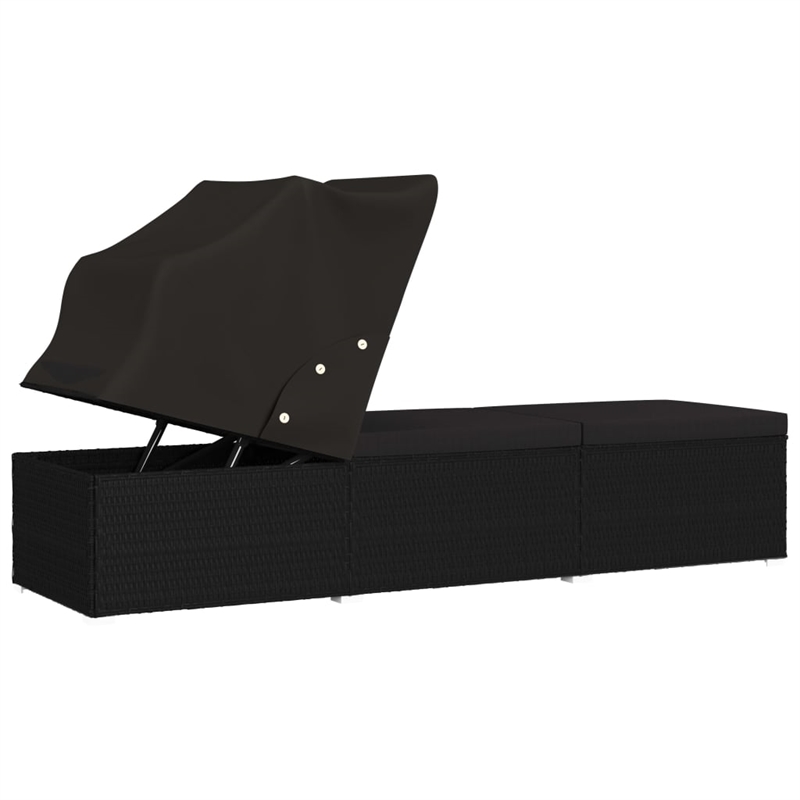 vidaXL PE Rattan Sun Lounger Steel in Black