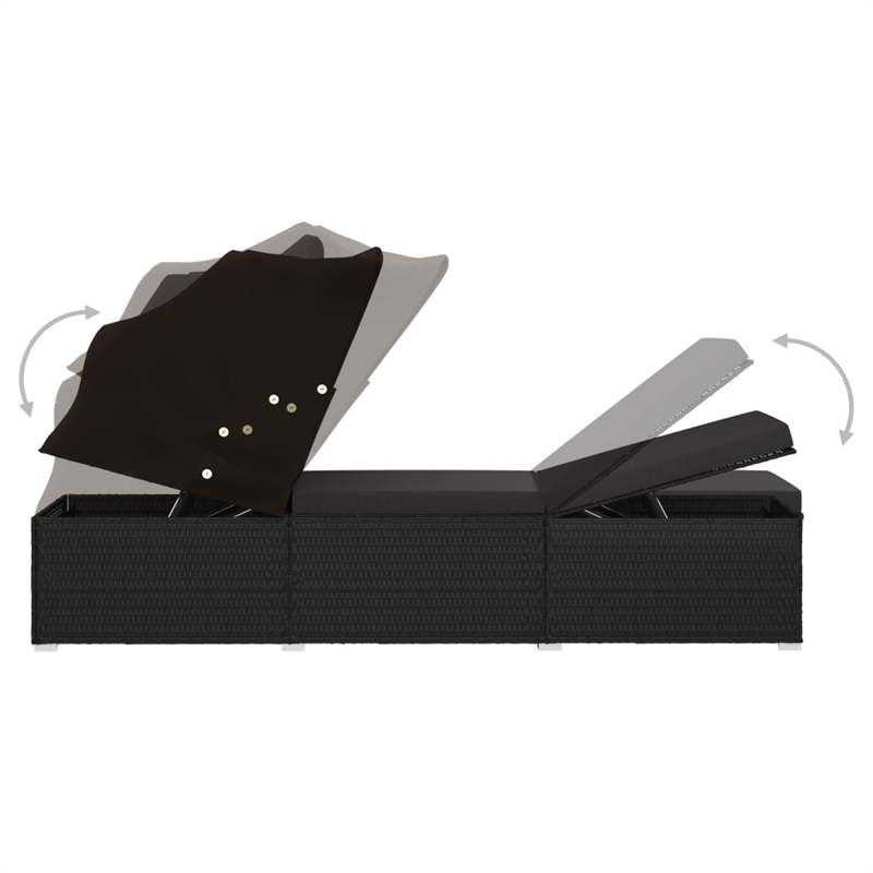vidaXL PE Rattan Sun Lounger Steel in Black