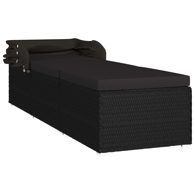 vidaXL PE Rattan Sun Lounger Steel in Black