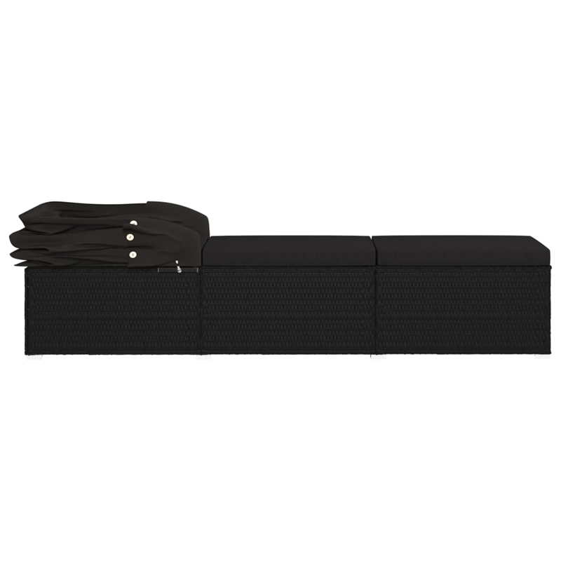 vidaXL PE Rattan Sun Lounger Steel in Black