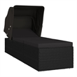 vidaXL PE Rattan Sun Lounger Steel in Black