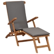 vidaXL Teak Wood Deck Chair Standard Adjustable Armrests in Dark Gray