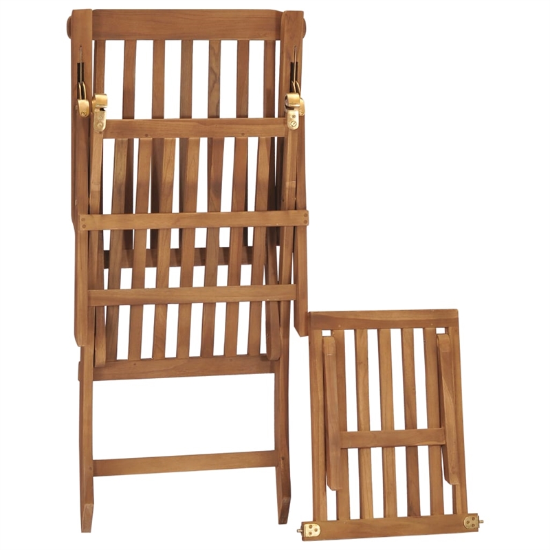 vidaXL Teak Wood Deck Chair Standard Adjustable Armrests in Dark Gray