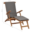 vidaXL Teak Wood Deck Chair Standard Adjustable Armrests in Dark Gray
