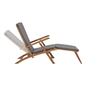 vidaXL Teak Wood Deck Chair Standard Adjustable Armrests in Dark Gray