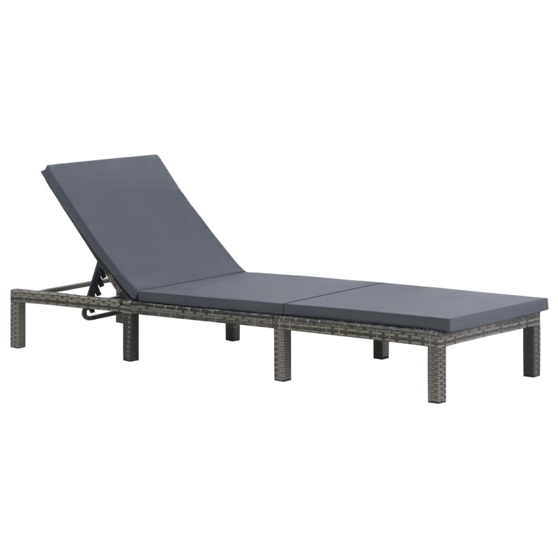 vidaXL PE Rattan & Steel Sun Lounger in Anthracite