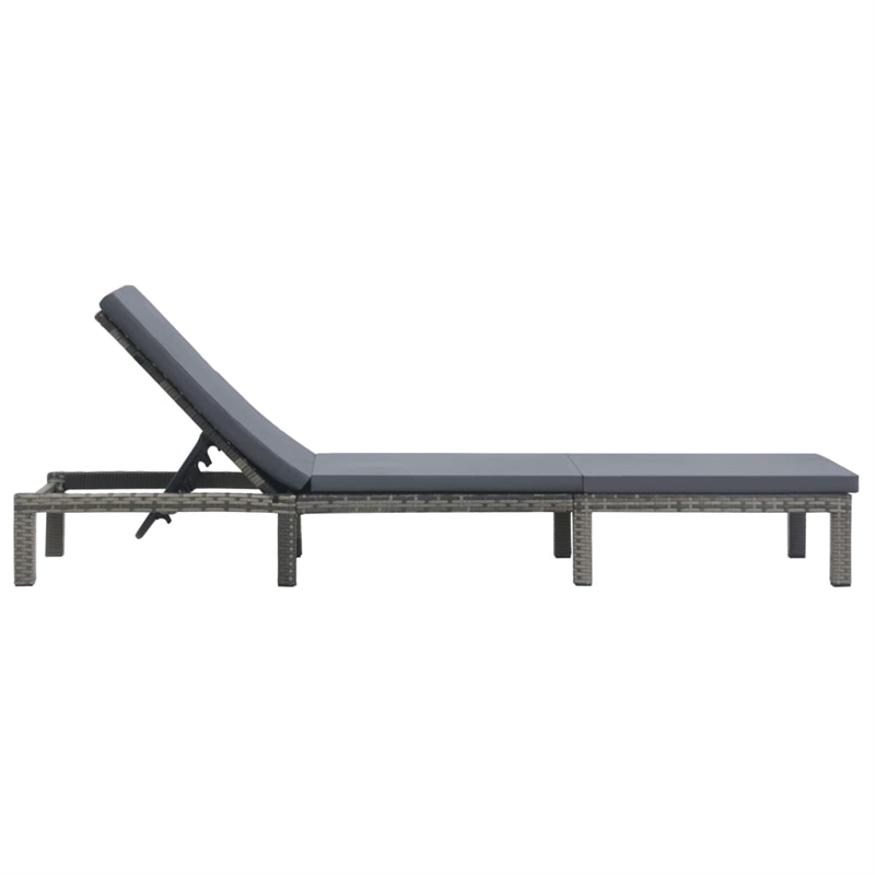 vidaXL PE Rattan & Steel Sun Lounger in Anthracite