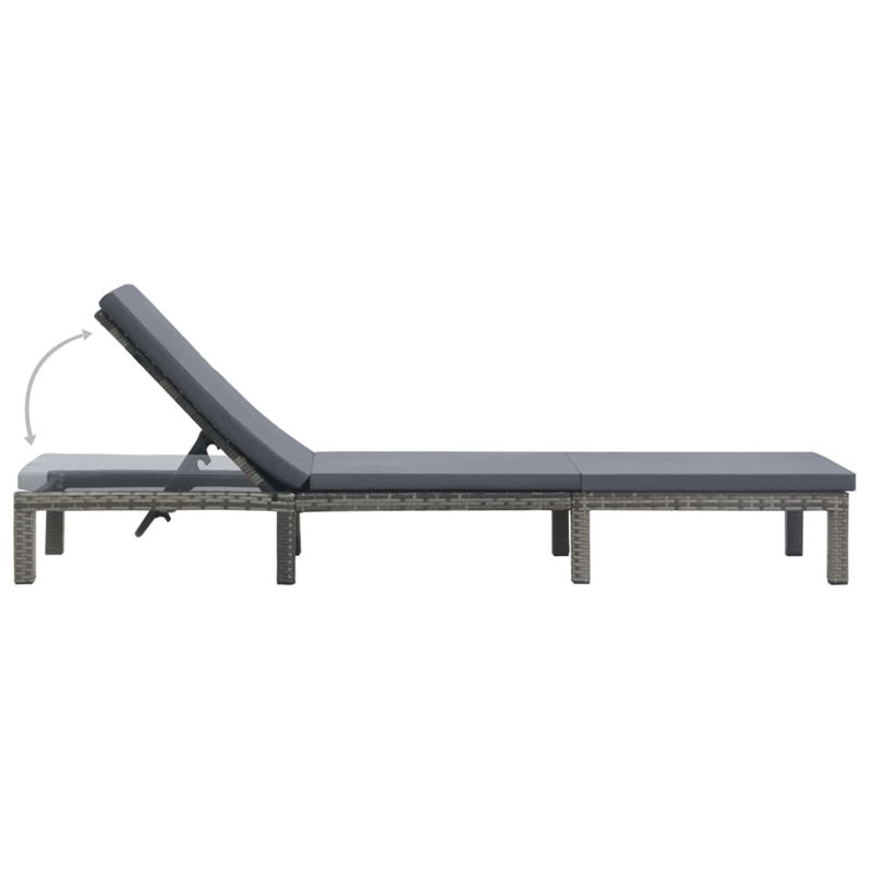 vidaXL PE Rattan & Steel Sun Lounger in Anthracite