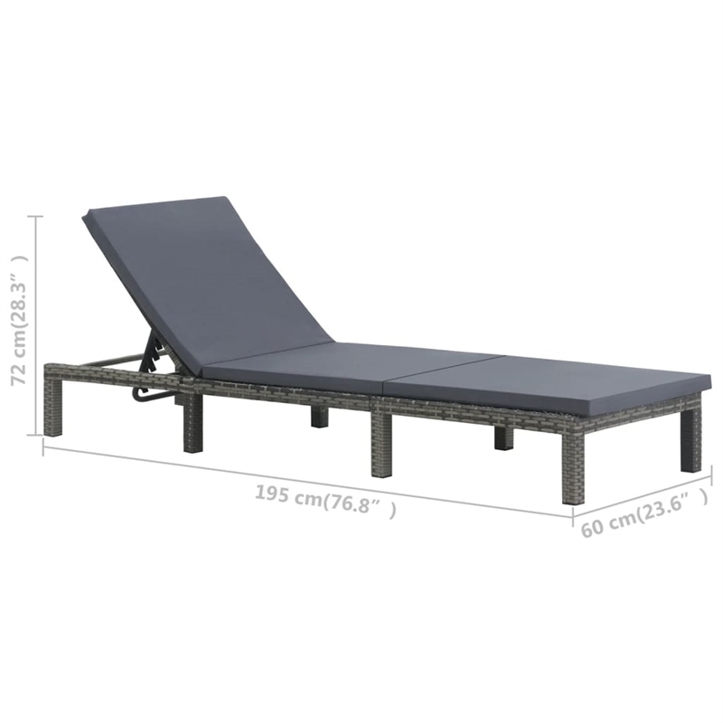 vidaXL PE Rattan & Steel Sun Lounger in Anthracite
