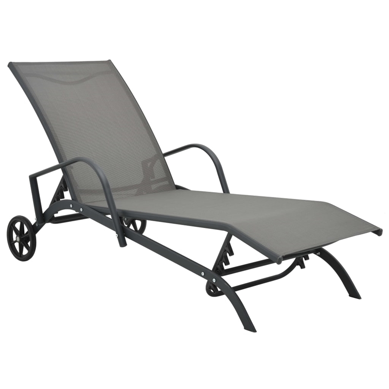 vidaXL Powder-Coated Steel Sun Lounger in Gray