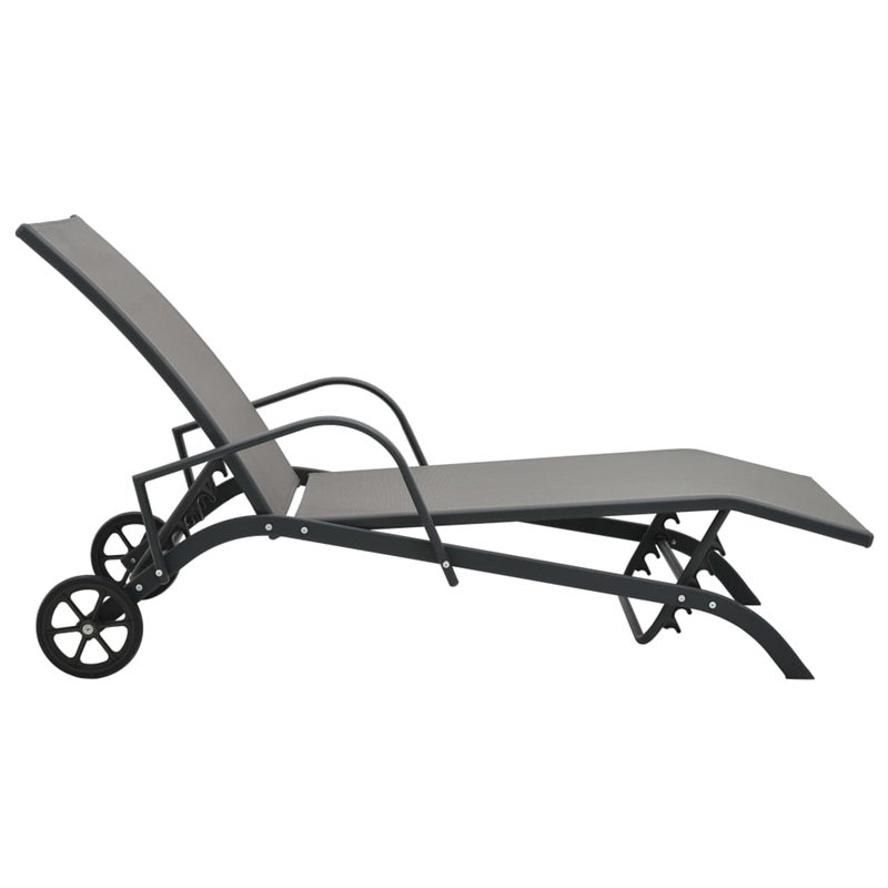 vidaXL Powder-Coated Steel Sun Lounger in Gray