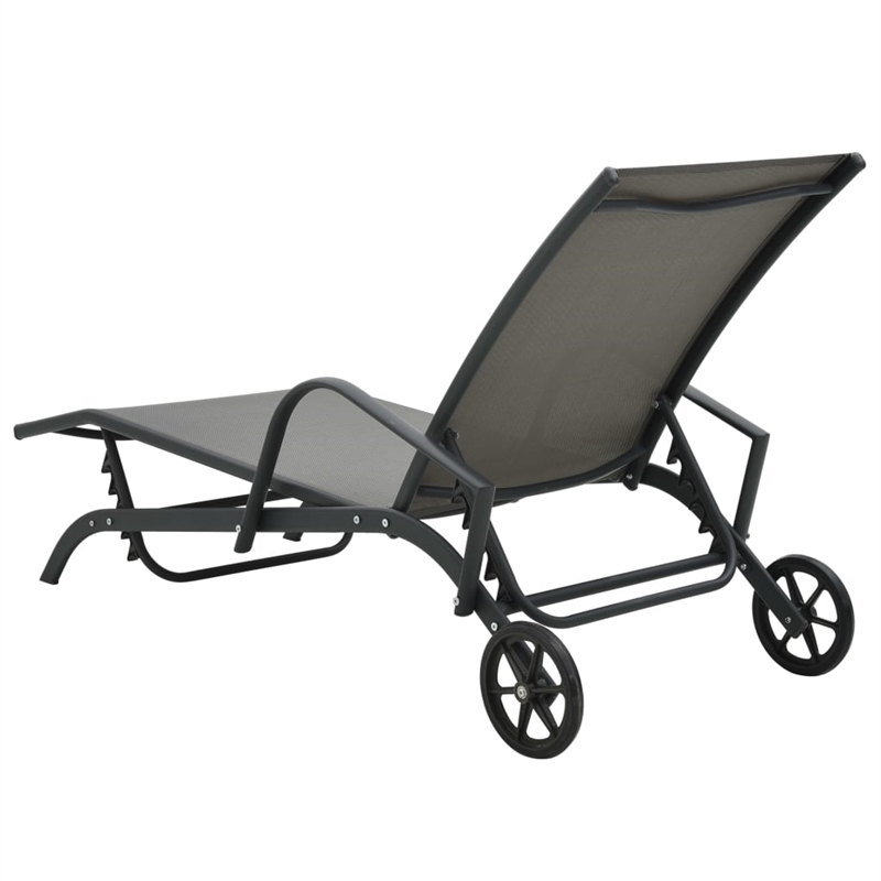 vidaXL Powder-Coated Steel Sun Lounger in Gray
