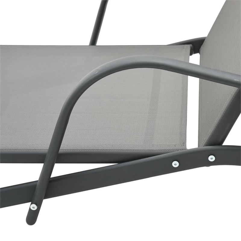 vidaXL Powder-Coated Steel Sun Lounger in Gray