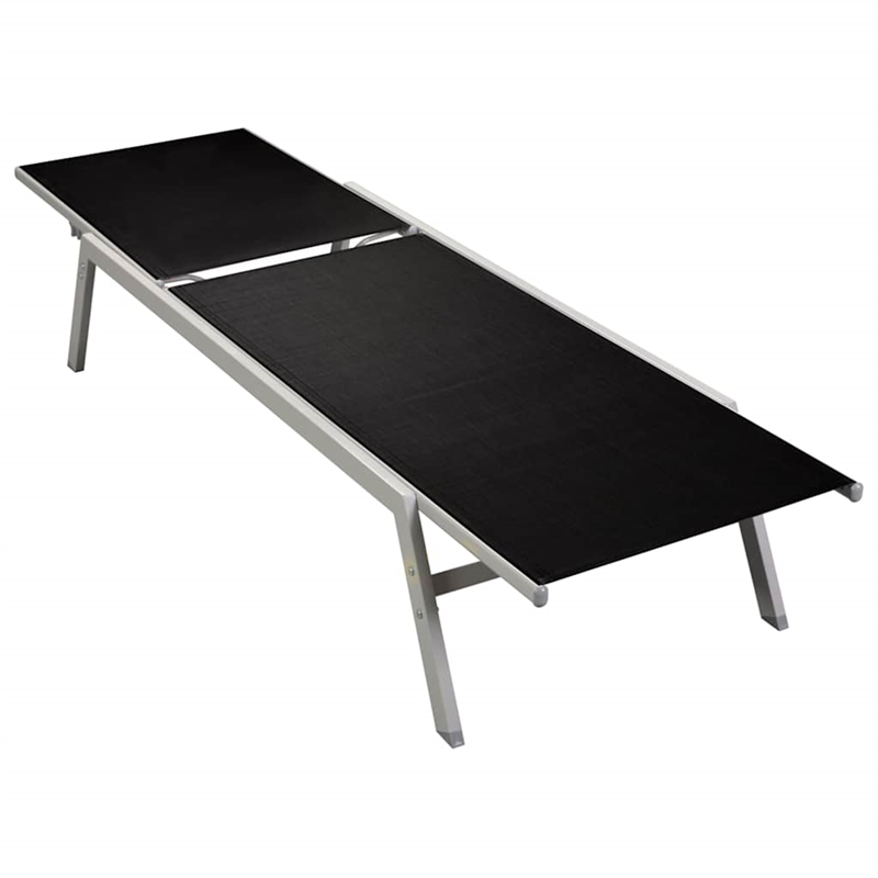 vidaXL Steel & Textilene Sun Lounger Standard in Black & Silver