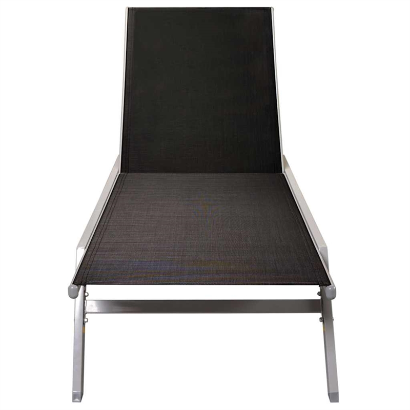 vidaXL Steel & Textilene Sun Lounger Standard in Black & Silver