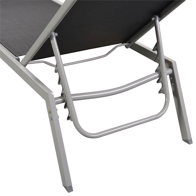 vidaXL Steel & Textilene Sun Lounger Standard in Black & Silver