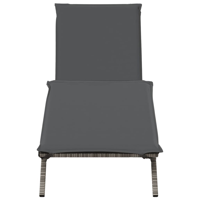 vidaXL PE Rattan Steel Large Sun Lounger in Gray