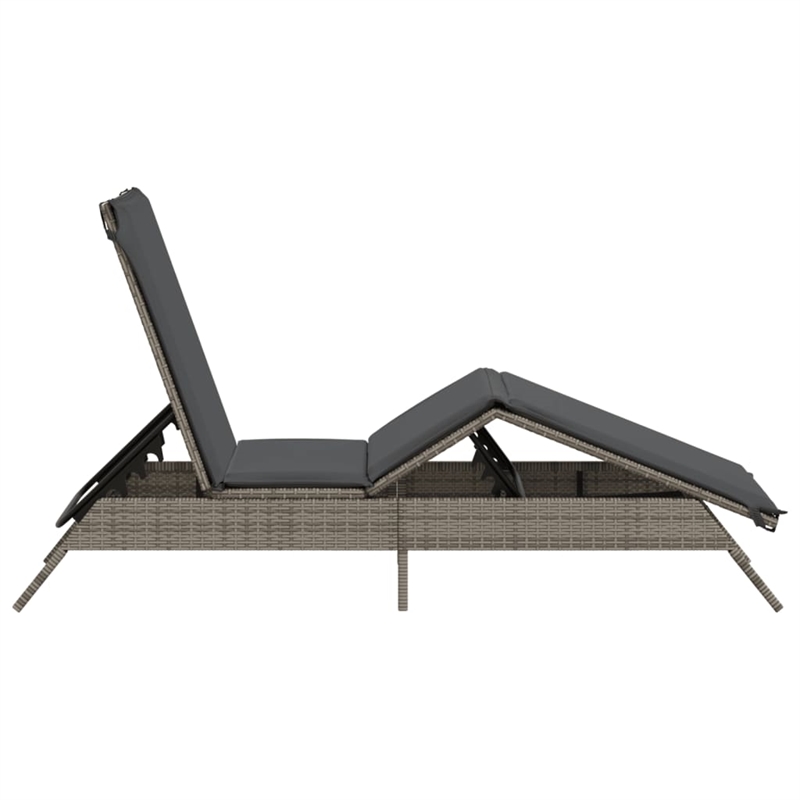 vidaXL PE Rattan Steel Large Sun Lounger in Gray