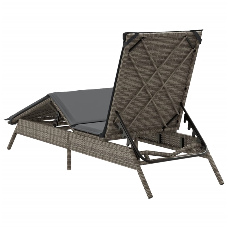 vidaXL PE Rattan Steel Large Sun Lounger in Gray