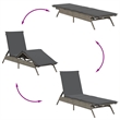 vidaXL PE Rattan Steel Large Sun Lounger in Gray