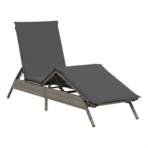vidaXL PE Rattan Steel Large Sun Lounger in Gray