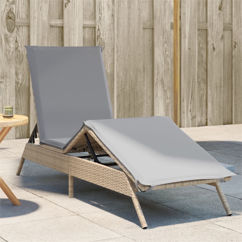 vidaXL PE Rattan Steel Sun Lounger in Beige and Light Gray