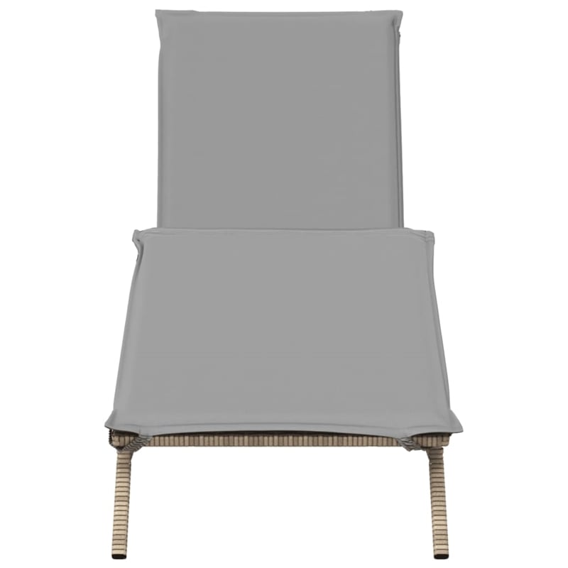 vidaXL PE Rattan Steel Sun Lounger in Beige and Light Gray